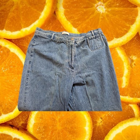 Christopher Banks Blue Jean with Embroidered Flower Capris Size 14 - Picture 2 of 5